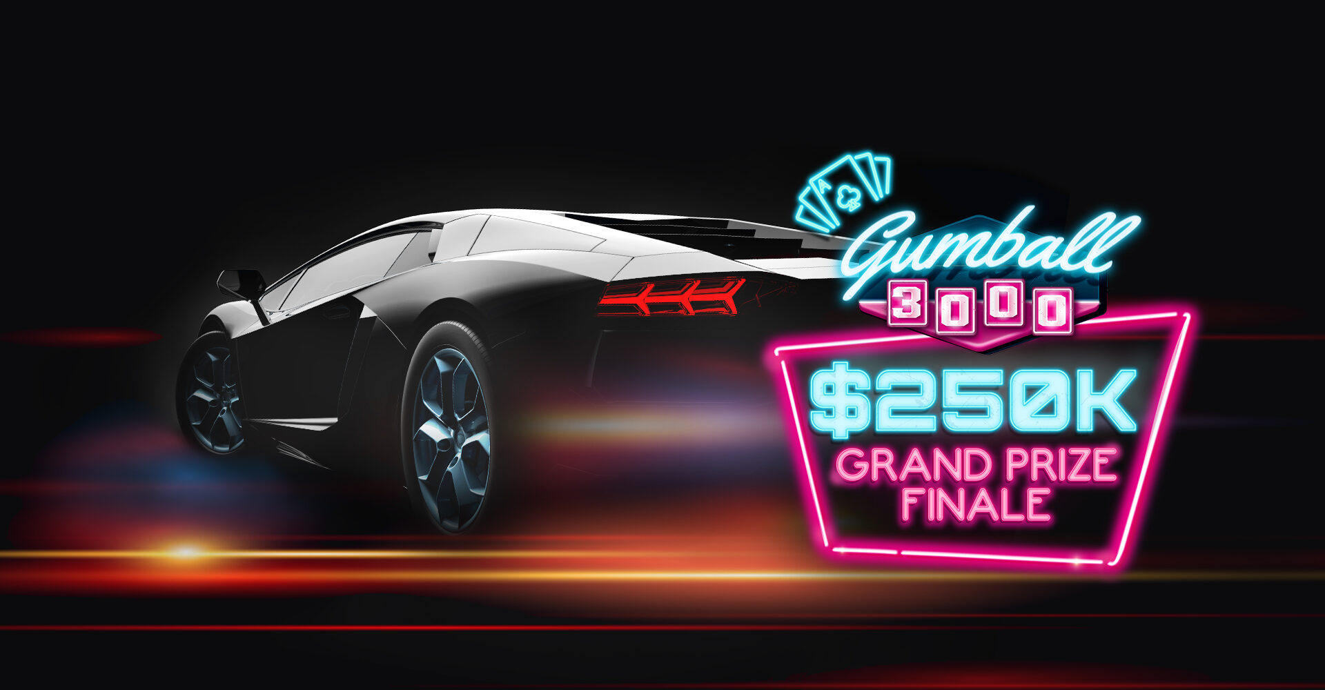 A gumball race car with the prize with the Grand Finale
