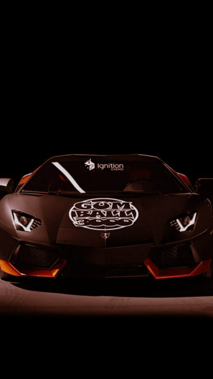 A Gumball car representing the partnership between Gumball 30000 and Ignition Casino