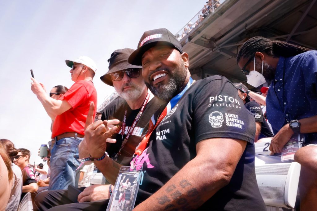 Two famous member of Gumball 3000 watching the Indy 500
